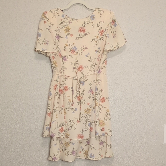 Randi May Collection vintage '90s cream floral short sleeve mini dress 📸 📏 - Picture 2 of 9